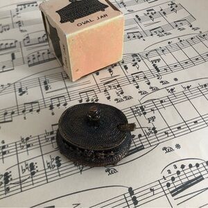 Vtg Miniature Oval Jar with Lid and Spoon